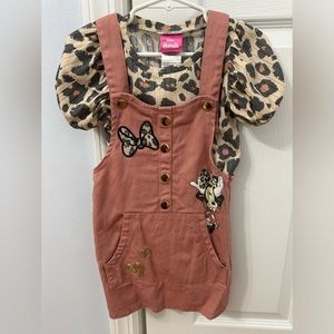 Mini mouse corduroy dress with cheetah shirt 3t